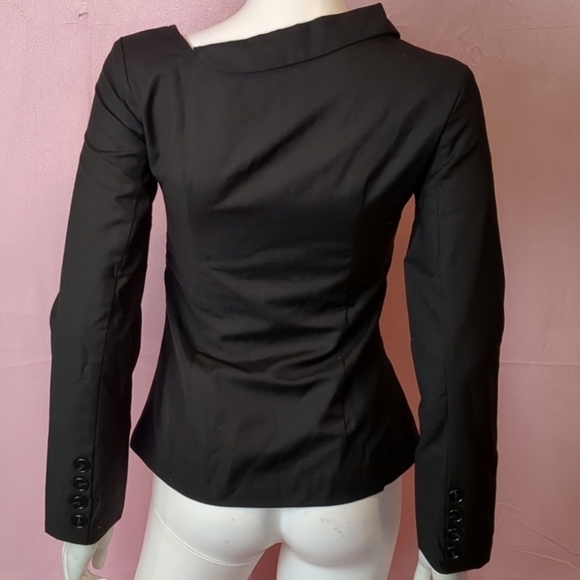 Black Asymmetrical Side Zip Blazer Jacket with Faux Buttons Detail size Small - Picture 4 of 8